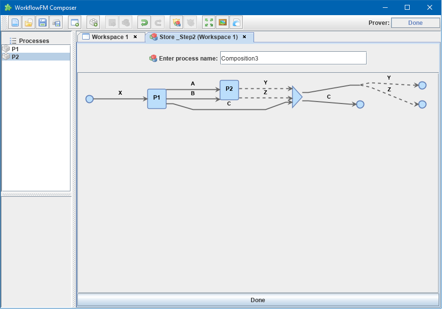 the dialog window for storing an intermediate composition