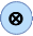 a large, light blue circle with a black circled X in the middle