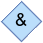 a light blue diamond with a black ampersand in the middle